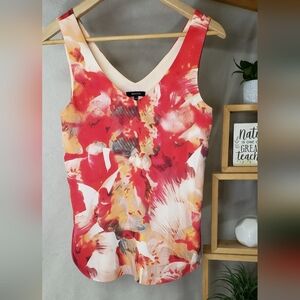 RW&CO. Women's Vibrant Floral Blouse - Red and Cream